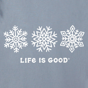 Life is Good. Women's Three Snowflakes LS Crusher Vee, Stone Blue