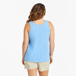 Life is Good. Women's Sand Dollar Beach Scene Textured Slub Tank, Cornflower Blue