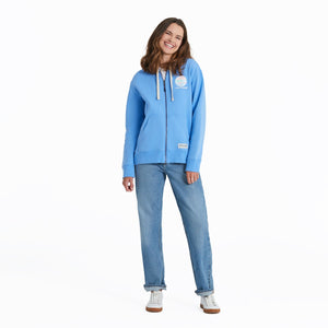 Life is Good Women's Sunset Wave LIG Simply True Fleece Zip Hoodie, Cornflower Blue