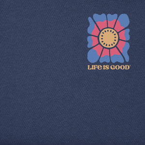 Life is Good Women's Good Vibes Floral Diamond Simply True Fleece Zip Hoodie, Darkest Blue