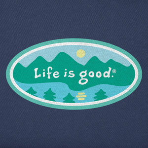 Life is Good Women's Mountainside Oval Simply True Fleece Crew, Darkest Blue