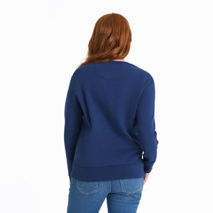 Life is Good Women's Mountainside Oval Simply True Fleece Crew, Darkest Blue