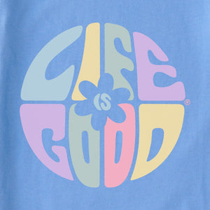 Life is Good Women's Daisy Circle Psychedelic Simply True Fleece Hoodie, Cornflower Blue