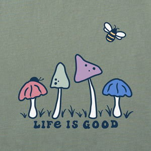 Life is Good Women's Mushroom Retro Scene Simply True Fleece Hoodie, Moss Green