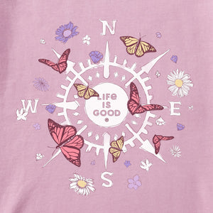 Life is Good Women's Butterfly and Floral Compass Crusher-FLEX Hoodie Tunic, Violet Purple