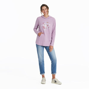 Life is Good Women's Butterfly and Floral Compass Crusher-FLEX Hoodie Tunic, Violet Purple