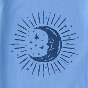 Life is Good Women's Woodcut Moon Stars Crusher-FLEX Hoodie Tunic, Cornflower Blue