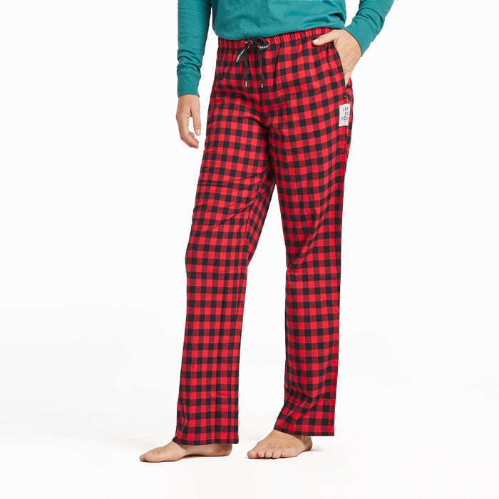 Life is Good Women's Buffalo Check Pattern Classic Sleep Pants, Positive Red