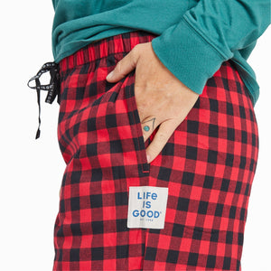 Life is Good Women's Buffalo Check Pattern Classic Sleep Pants, Positive Red