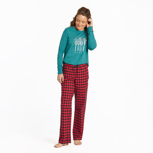 Life is Good Women's Buffalo Check Pattern Classic Sleep Pants, Positive Red