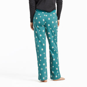 Life is Good Women's Nordic Holiday Paw Pattern Snuggle Up Sleep Pants, Spruce Green