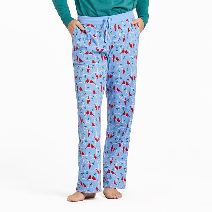 Life is Good Women's Cardinal Branch Pattern Snuggle Up Sleep Pants, Cornflower Blue