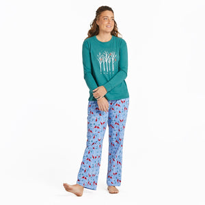 Life is Good Women's Cardinal Branch Pattern Snuggle Up Sleep Pants, Cornflower Blue