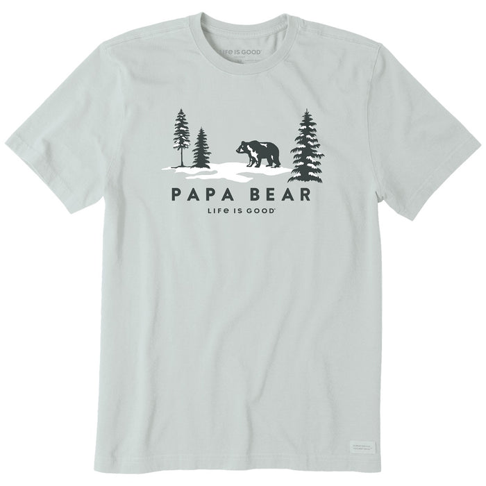 Life is Good. Men's Scenic Papa Bear SS Crusher Tee, Fog Gray