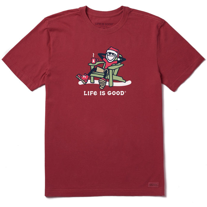 Life is Good. Men's Santa Jake Adirondack SS Crusher Tee, Cranberry Red