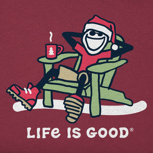 Life is Good. Men's Santa Jake Adirondack SS Crusher Tee, Cranberry Red