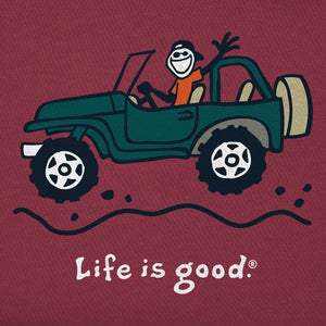 Life is Good. Men's Offroad Jake SS Crusher Tee, Cranberry Red