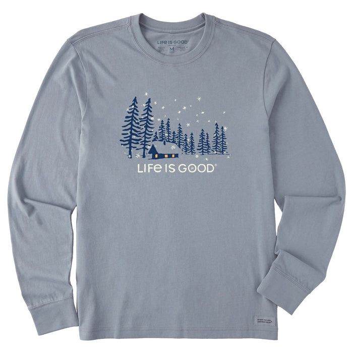 Life is Good. Men's Snowy Evening LS Crusher-LITE Tee, Stone Blue