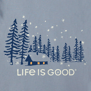 Life is Good. Men's Snowy Evening LS Crusher-LITE Tee, Stone Blue