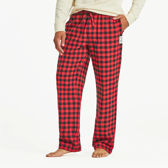 Life is Good. Men's Buffalo Check Pattern Classic Sleep Pant, Positive Red