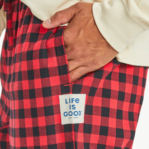 Life is Good. Men's Buffalo Check Pattern Classic Sleep Pant, Positive Red