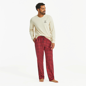 Life is Good. Men's Buffalo Check Pattern Classic Sleep Pant, Positive Red