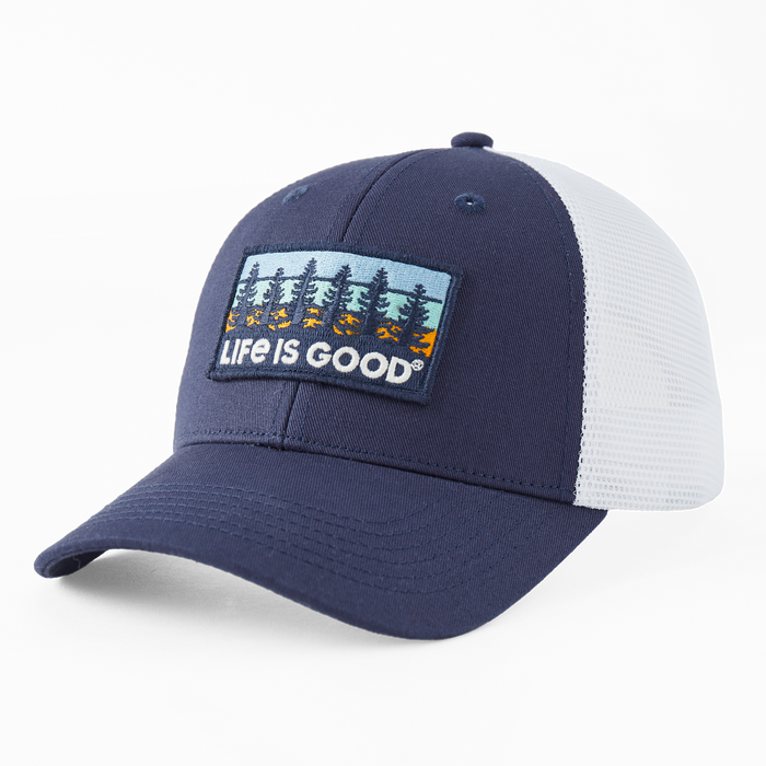 Life is Good. Tree Patch Hard Meshback Cap, Darkest Blue