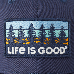 Life is Good. Tree Patch Hard Meshback Cap, Darkest Blue