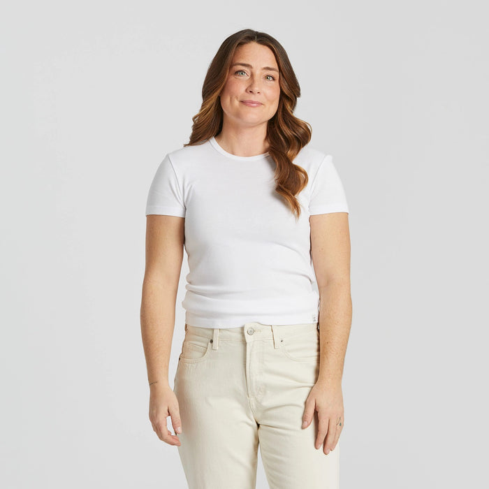 Life is Good. Women's Solid Modal Ribbed Tee, Cloud White