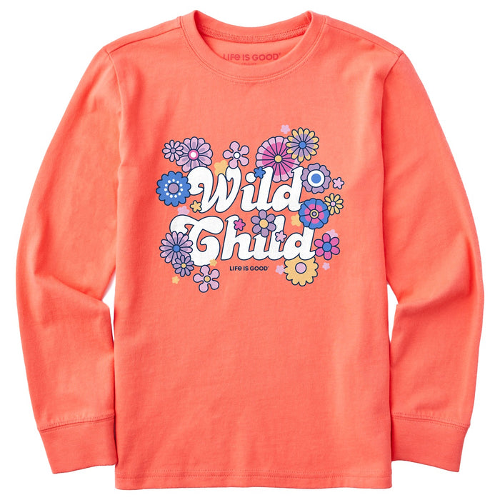 Life Is Good. Kids Hippy Wild Child LS Crusher Tee, Mango Orange