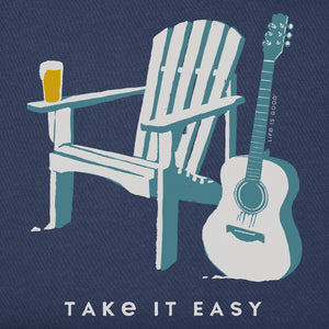 Life is Good. Men's Clean Adirondack Guitar Beer SS Crusher-Lite Tee, Darkest Blue