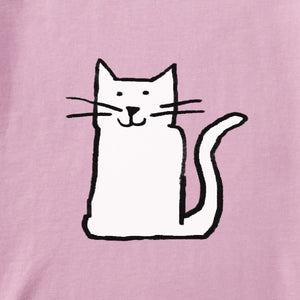Life is Good. Women's Quirky Kitty SS Crusher Vee, Vintage Purple