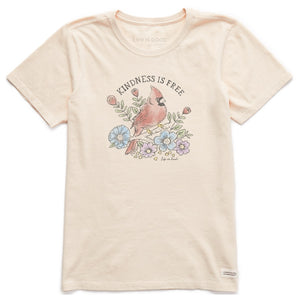 Life is Good. Women's Dreamy Kindness Is Free Cardinal SS Crusher Tee, Putty White