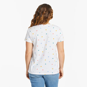 Life is Good. Women's Smile Pattern SS Crusher-LITE Easy Tee, Cloud White