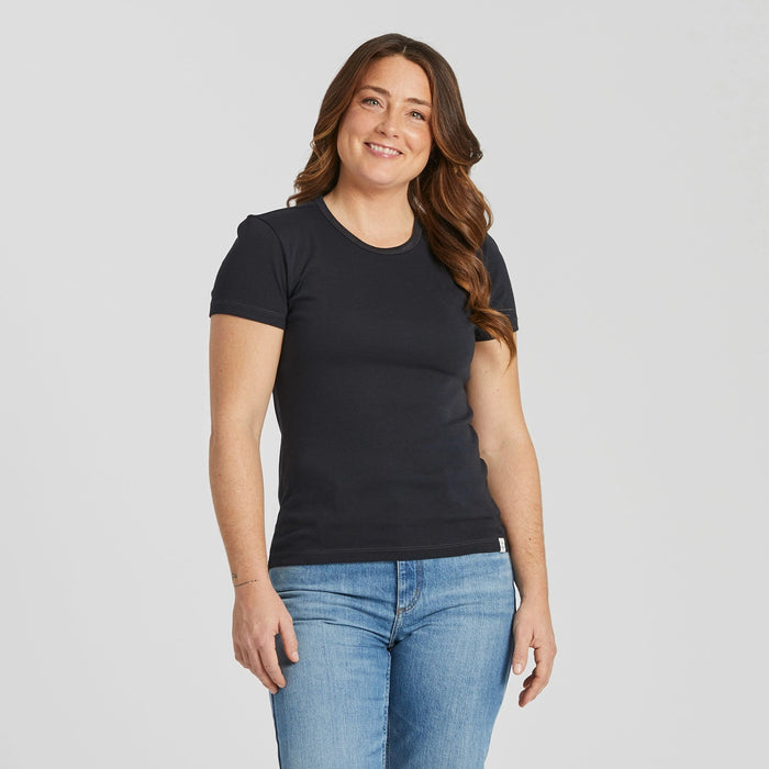 Life is Good. Women's Solid Modal Ribbed Tee, Jet Black