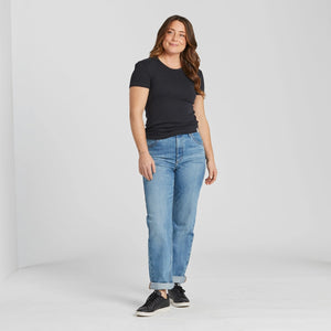 Life is Good. Women's Solid Modal Ribbed Tee, Jet Black