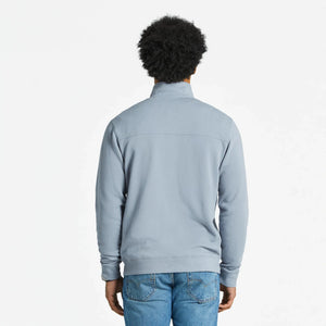 Life is Good. Men's Solid French Terry Quarter Zip Tee, Stone Blue