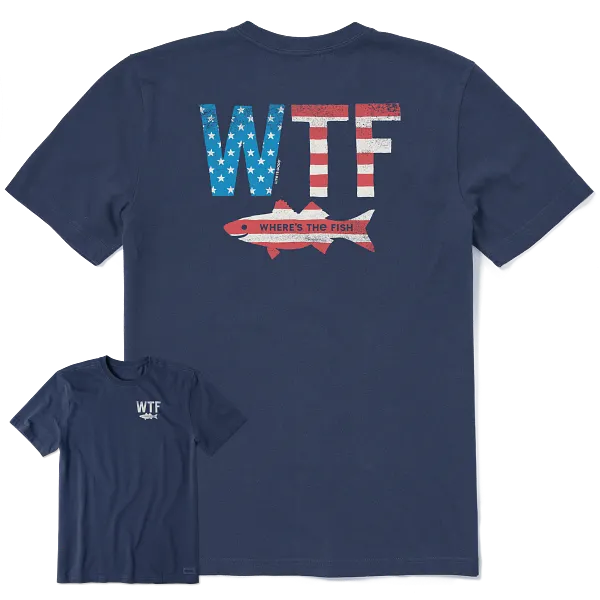 Life is Good. Men's WTF Flag Crusher Tee, Darkest Blue