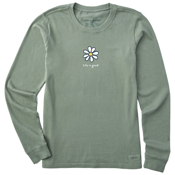 Life is Good. Women's LIG Daisy Long Sleeve Crusher Tee, Moss Green