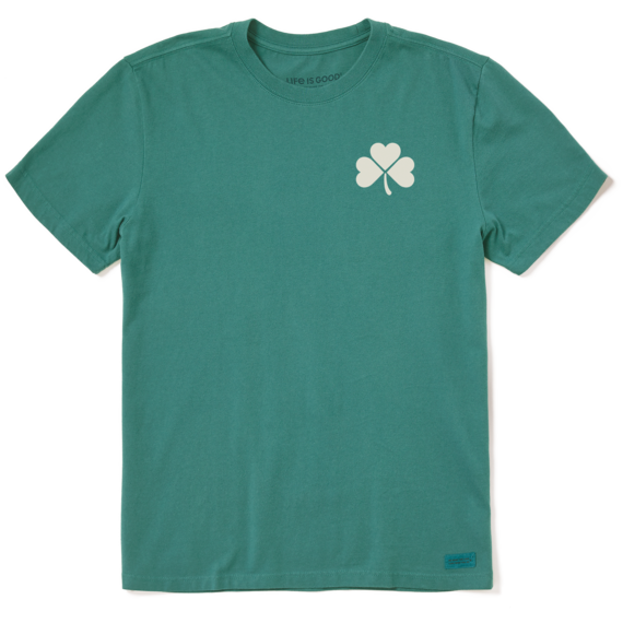 Life is Good. Men's Clean Clover Crusher Tee, Spruce Green
