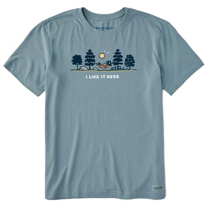 Life is Good. Men's Vintage I Like It Here Crusher Tee, Smoky Blue