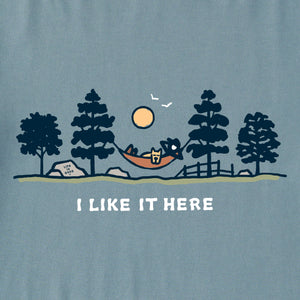 Life is Good. Men's Vintage I Like It Here Crusher Tee, Smoky Blue
