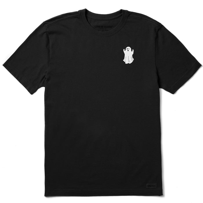 Life is Good. Men's Quirky Small Ghost SS Crusher Tee, Jet Black