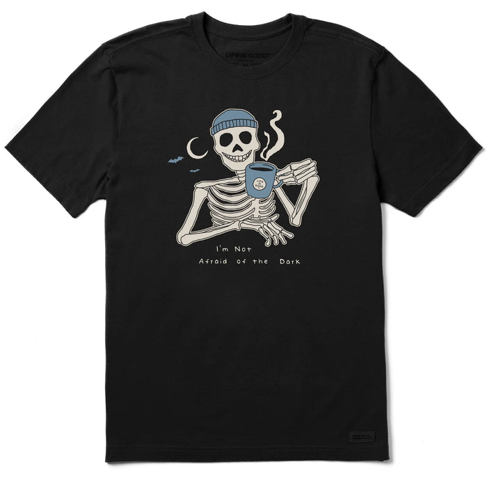 Life is Good. Men's Not Afraid Skeleton Short Sleeve Crusher Tee, Faded Black