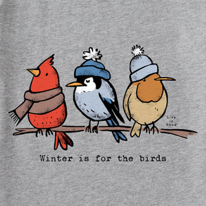 Life is Good. Women's Shady Winter is for the Birds Long Sleeve Crusher Tee, Heather Gray