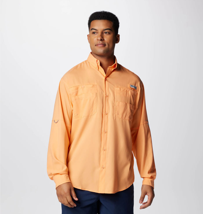 Columbia. Men's PFG Tamiami II Long Sleeve Shirt, Bright Nectar
