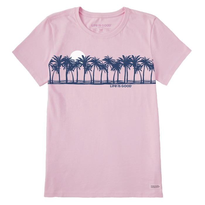 Life is Good. Women's Palm Sea Stripe SS Crusher Tee, Seashell Pink