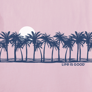 Life is Good. Women's Palm Sea Stripe SS Crusher Tee, Seashell Pink