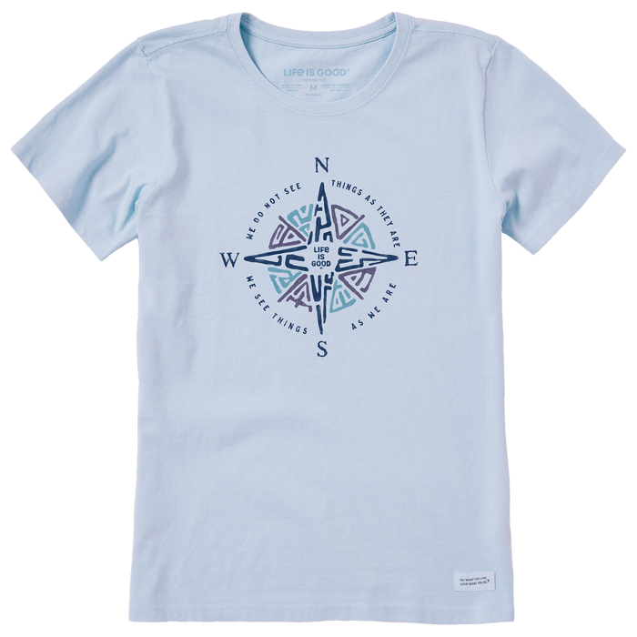 Life is Good. Women's Tribal Compass SS Crusher Tee, Glacier Blue