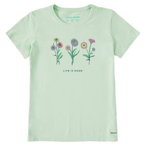 Life is Good. Women's Botanical Flowers SS Crusher Tee, Sage Green